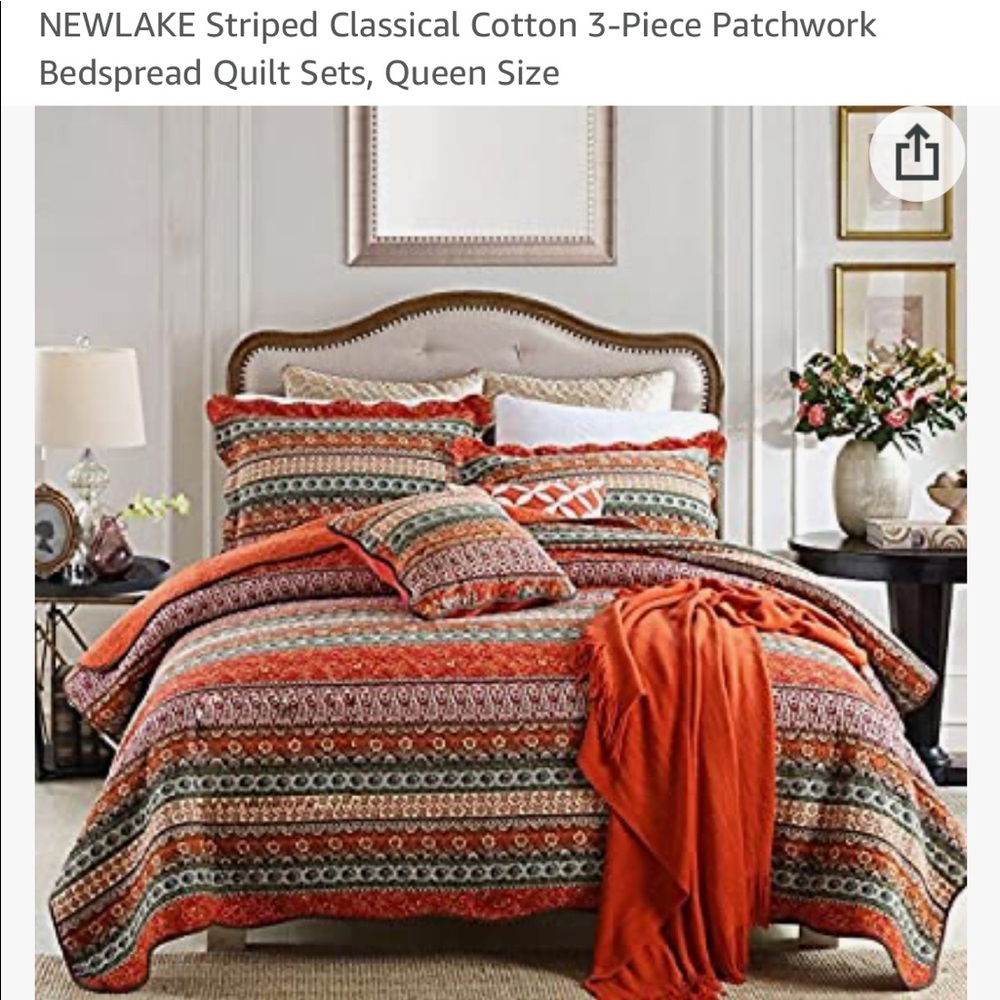 NEWLAKE Striped Cotton 3-Piece Bedspread, Queen